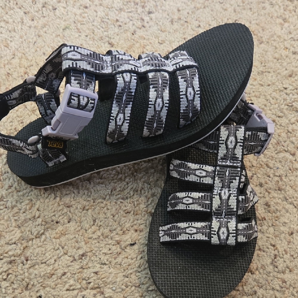 Women's TEVA Original Dorado Sandals Black Gray Gladiator Strappy 1106854 Size 6